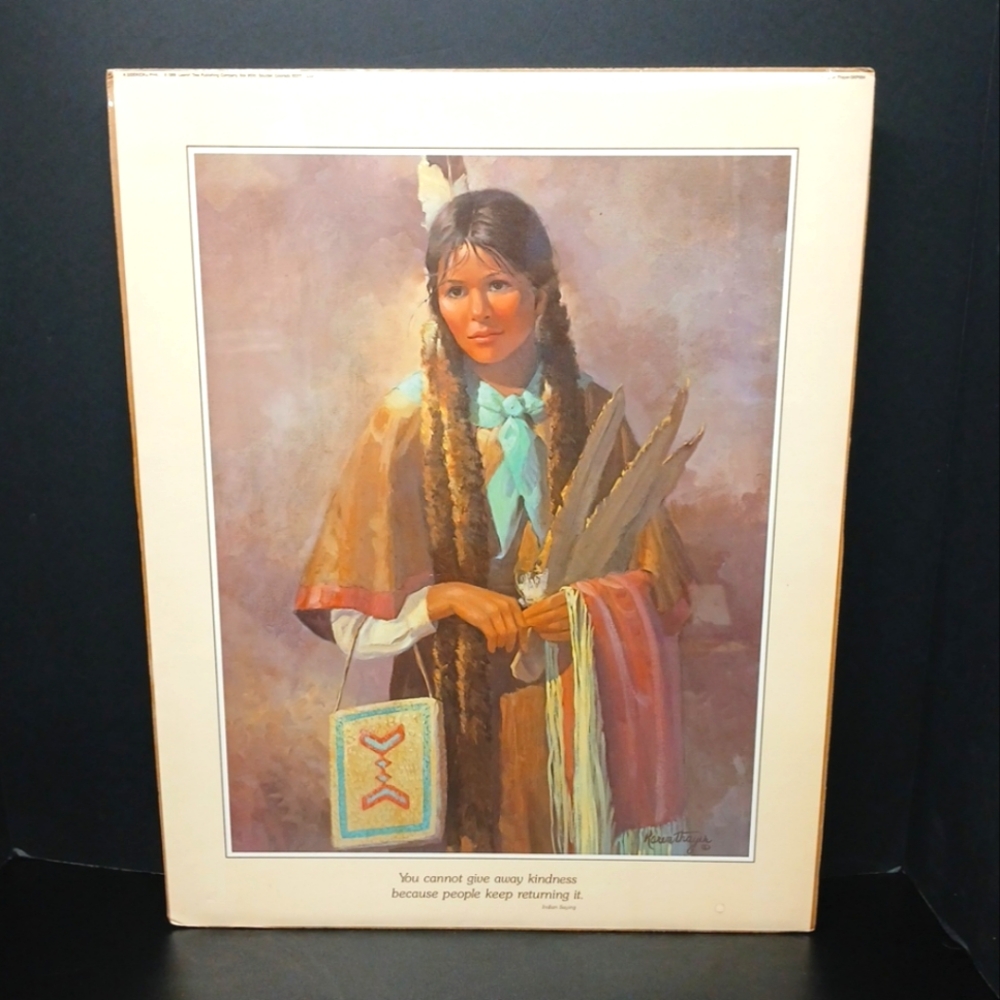Vintage 1988 Native American Indian Maiden 16x20" Art Poster, Sealed, Kindness